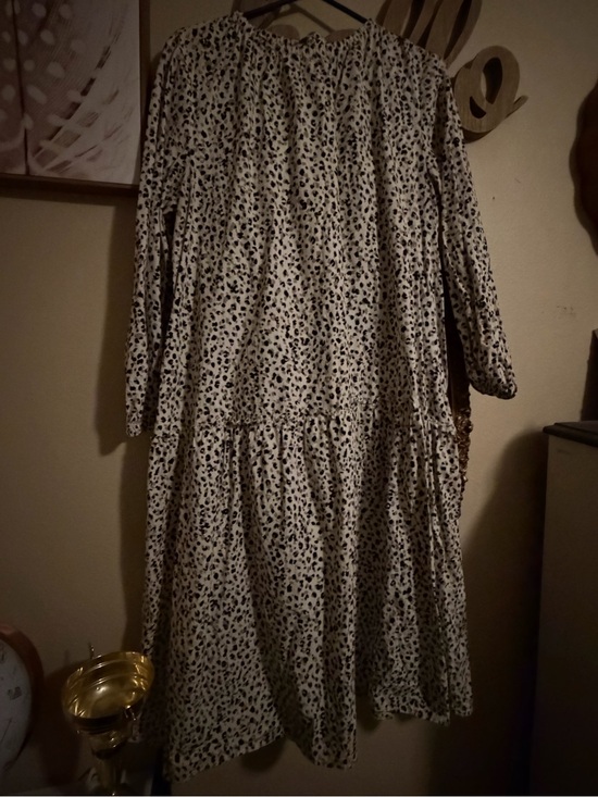 Target Dresses & Skirts - Target Long Sleeve Tiered Midi Dress - Cream with Black Spot Print
